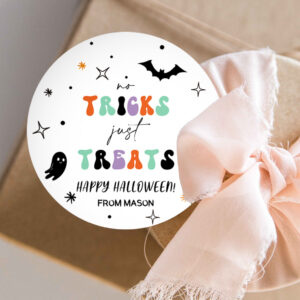 3 Editable Halloween Gift Tag No Tricks Just Treats Halloween Treat Tag Trick Or Treat Favor Tags Kids Download Printable Template Corjl 0261 1