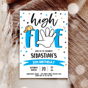 3 Editable High Five Birthday Party Invite Hi Five 5th Birthday Party Boys 5th Birthday Party Hi 5 Fifth Birthday