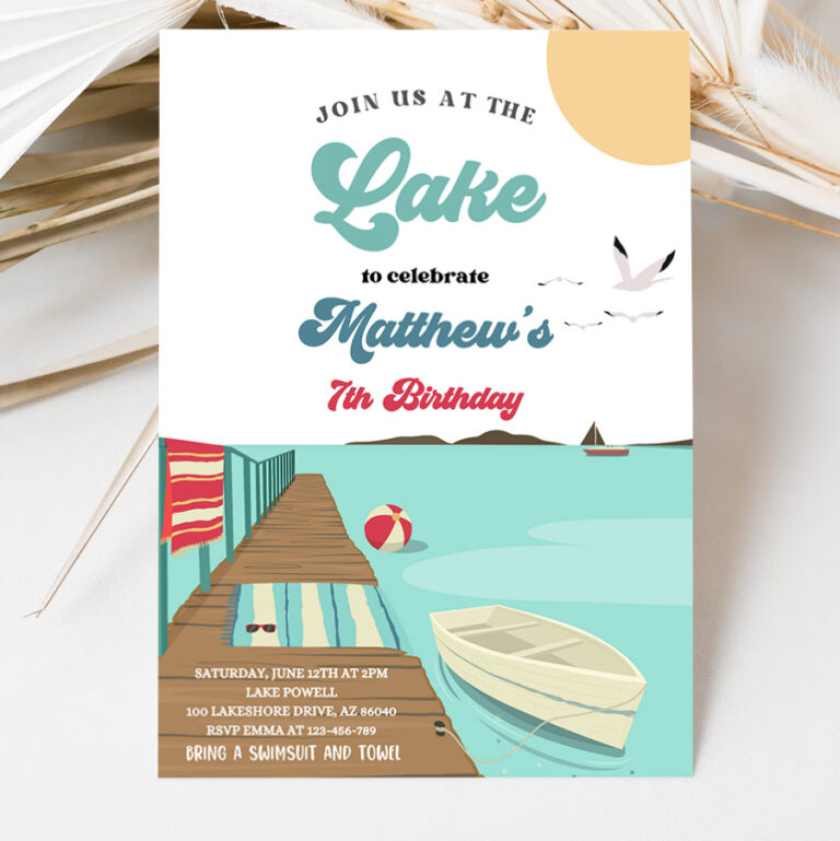 3 Editable Lake Birthday Party Invitation Boat Lake Birthday Party Summer Lake Water Party Join Us At The Lake Party