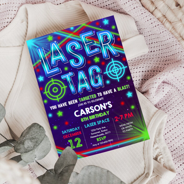 3 Editable Laser Tag Invitation Neon Laser Tag Invitation Glow Laser Tag Birthday Party Boy Neon Glow Laser Party