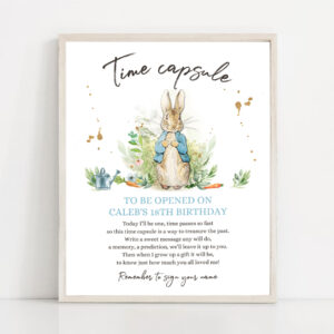 3 Editable Peter Rabbit Birthday Time Capsule First Birthday Party Watercolor Bunny Boy Birthday Rabbit Download Template Printable Corjl 0351 1