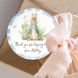 3 Editable Peter Rabbit Favor Tags Tags Bunny Thank you Tags Round Boy Baby Shower Labels Thanks Hopping By Printable Download Corjl Template 0351 1