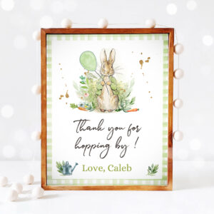 3 Editable Peter Rabbit Thank You Sign Neutral Birthday Baby Shower Thank You Hopping By Rabbit Watercolor Bunny Template Corjl PRINTABLE 0351 1