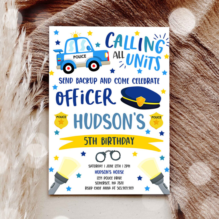 3 Editable Police Party Invitation Police Birthday Invitation Police Officer Invitation Cop Invite Policeman Party Police Party