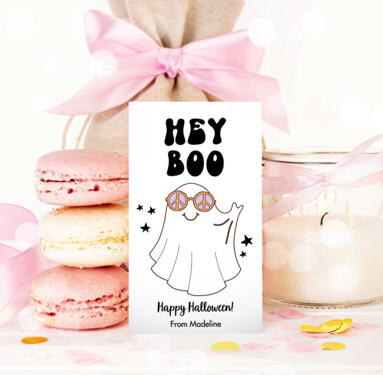 3 Editable Retro Halloween Favor Tags Hey Boo Gift Tags Costume Party Trick Or Treat Favor Tags School Classroom Download Printable Corjl 0261 1