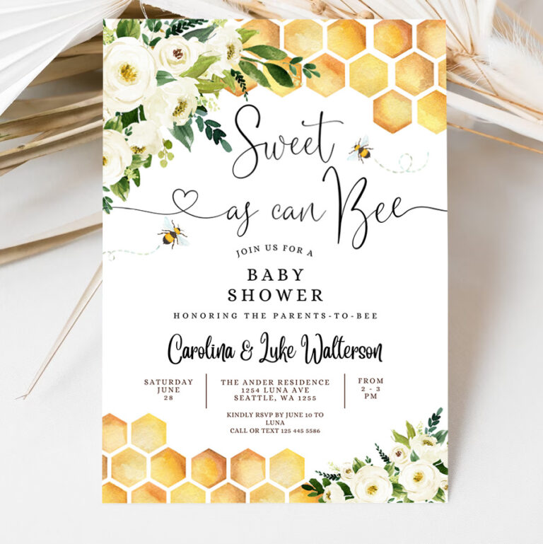 3 Editable Sweet As Can Bee Baby Shower Invitation Gender Neutral Mommy to Bee Shower Invite Printable Template