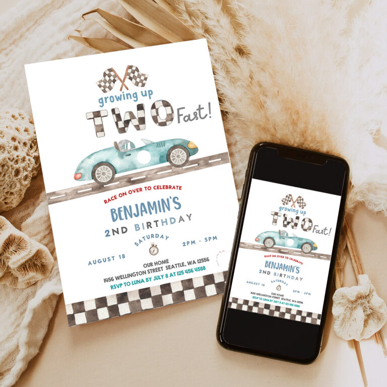 3 Editable TWO Fast Birthday Invitation 2nd Birthday Race Car Birthday Invitation Car Race Birthday Party Invite 1