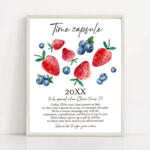 3 Editable Time Capsule Berry First Birthday Strawberry Blueberry Party Decorations Berry Sweet Party Girl Boy Template Printable Corjl 0399 1