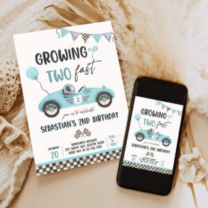 3 Editable Two Fast Birthday Invitation Two Fast Boy Race Car 2nd Birthday Party Invite Growing Up Two Fast Race Car Party Instant Download E5 1