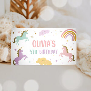 3 Editable Unicorn Birthday Party Gable Box Favor Label Magical Unicorn Gift Box Labels Girl Pink Pastel Unicorn Download Printable Corjl 0426 1