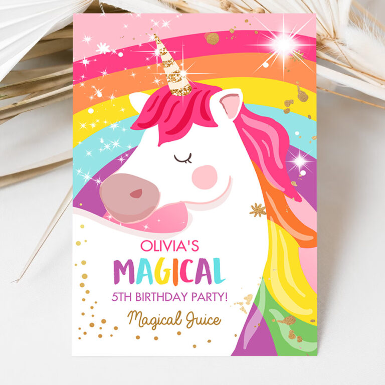 3 Editable Unicorn Capri Sun Labels Juice Pouch Labels Magical Unicorn Birthday Party Girl Pink Rainbow Download Corjl Template Printable 0323 1