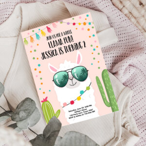3 Editable Whole Llama Fun Birthday Invitation Pink Llama Fiesta Cactus Confetti Girl Pink Alpaca Instant Download Printable Template Corjl 0079 1