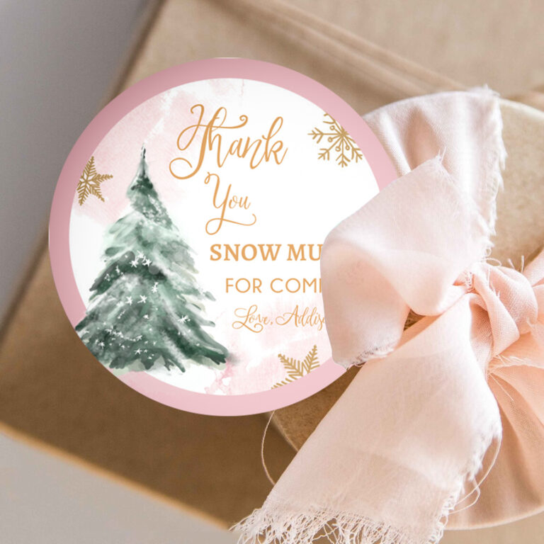 3 Editable Winter Tree Thank You Tag Winter Onederland Girl Christmas Thank You Snow Much Baby Shower Pink Gold Gift Corjl Printable 0363 1