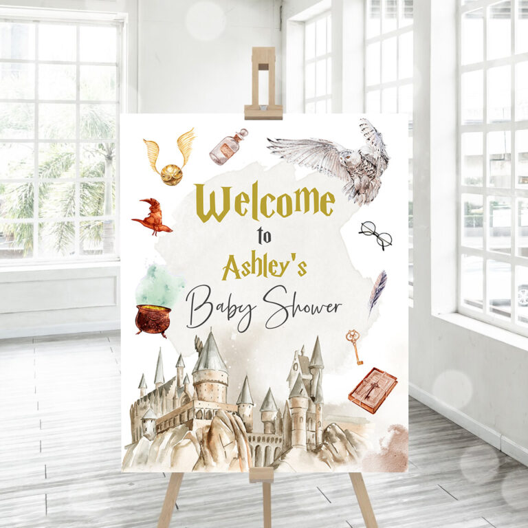 3 Editable Wizard Baby Shower Welcome Sign Magic School Shower Welcome Poster Magical Bundle Wizardry Neutral Template Corjl PRINTABLE 0440 1