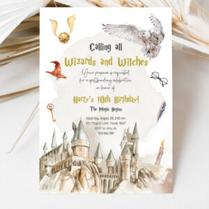 3 Editable Wizards Witches Birthday Invitation Magical Birthday Invite Castle Wizardry Party Download Printable Template Digital Corjl 0440 1