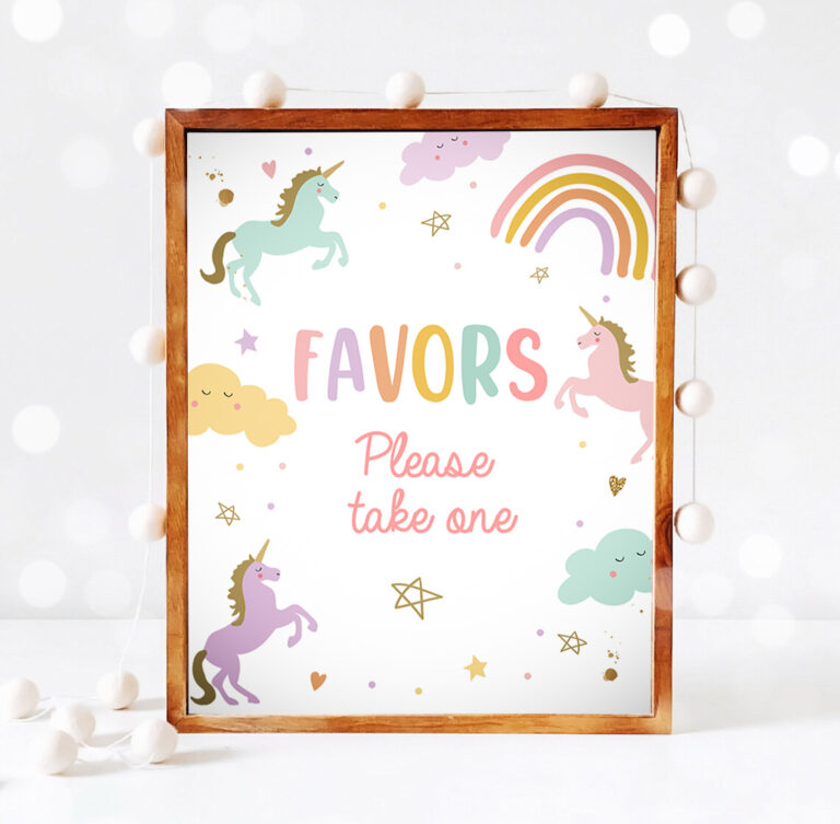 3 Favors Sign Unicorn Birthday Party Sign Unicorn Party Sweet Table Sign Rainbow Girl pastel Unicorn Favors Download Digital PRINTABLE 0426 1
