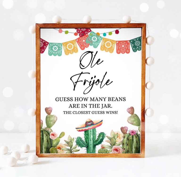 3 Fiesta Baby Shower Game Guess How Many Beans Ole Frijole Cactus Shower Mexican Shower Activity Desert Floral Instant Download Printable 0404 1