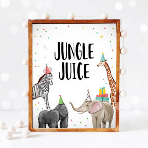 3 Jungle Juice Sign Drinks Table Decor Safari Animals Birthday Wild One Animals Girl Party Animals Table Sign Zoo Party Jungle PRINTABLE 0142 1