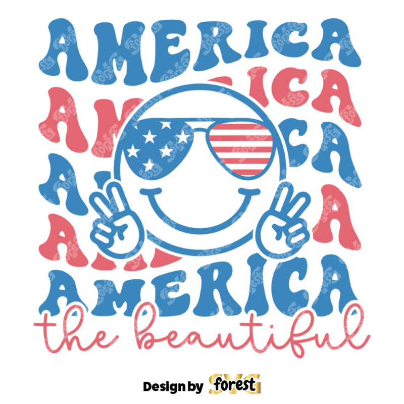 America the Beautiful SVG 4th Of July SVG Fourth Of July SVG Patriotic SVG Retro Smile Face SVG Happy Face SVG