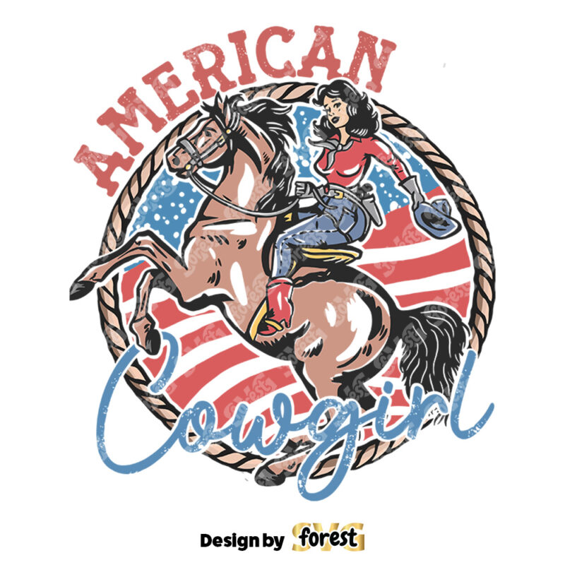 American Cowgirl SVG Vector Design 4th Of July Vector Western Shirt SVG