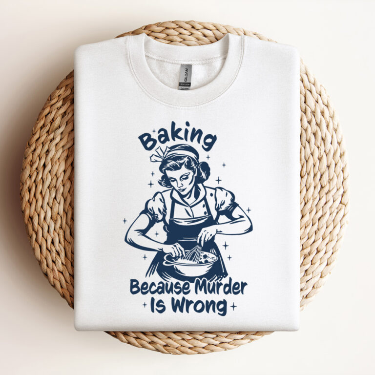 Baking Because Murder Is Wrong SVG Trendy Vintage Retro Housewife Funny SVG Design