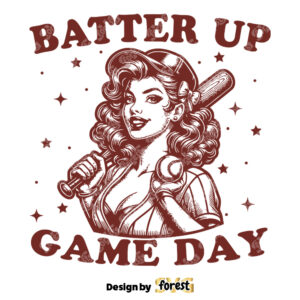 Batter Up Game Day SVG Softball Baseball SVG Pin Up SVG