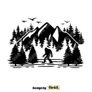 Bigfoot In Woods SVG Forest Mountain Big Foot SVG Yeti SVG 0