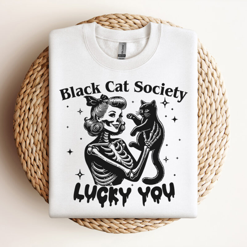 Black Cat Lucky You SVG Halloween SVG Skeleton SVG Witch SVG Design