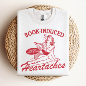 Book Induced Heartaches SVG File Trendy Vintage Bookish Retro Art Design For Graphic Tees Tote Bags Vintage SVG Design
