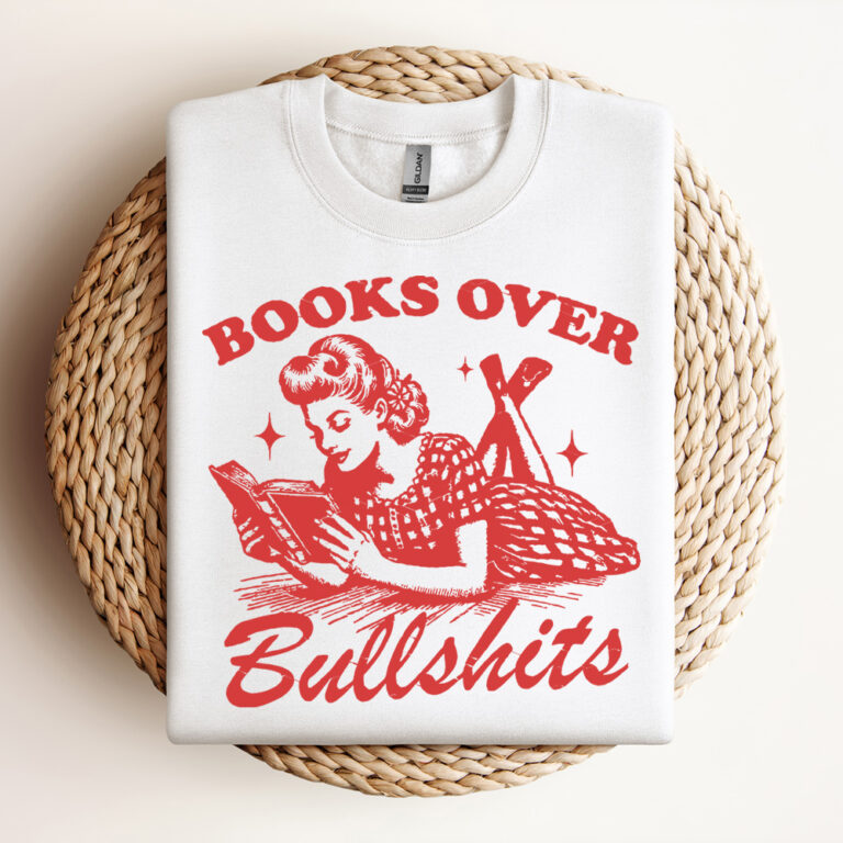 Books Over Bs SVG File Trendy Vintage Bookish Retro Art Design For Graphic Tees Design