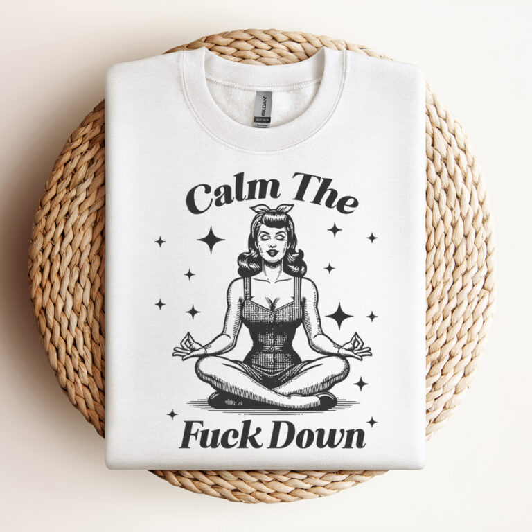 Calm the F Down SVG Meditation Working Out SVG Digital Design For T Shirts Stickers Tote Bags Vintage SVG Design