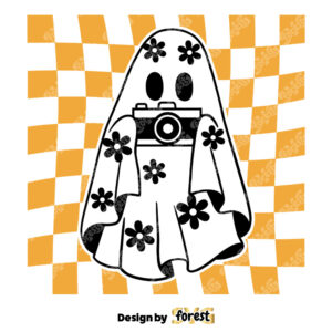 Checkered Daisy Cute Ghost SVG SVG Floral Ghost SVG Ghost Photo SVG