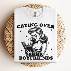 Crying Over Book Boyfriends Girlfriends SVG Trendy Bookish SVG Aesthetic SVG Bookish SVG Vintage SVG Design