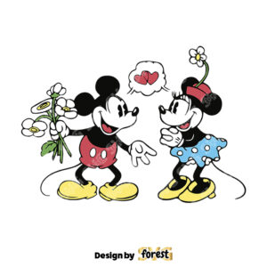 Disney Couple Floral Mickey And Minnie Mouse SVG 0