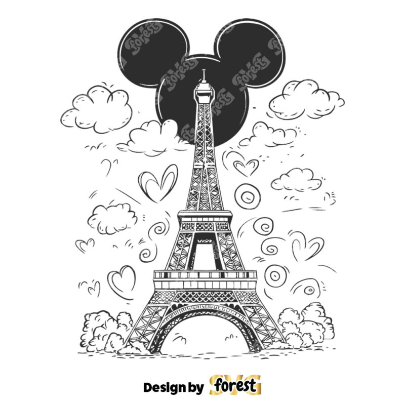 Disney Vacation Eiffel Tower Mickey Mouse Ears SVG