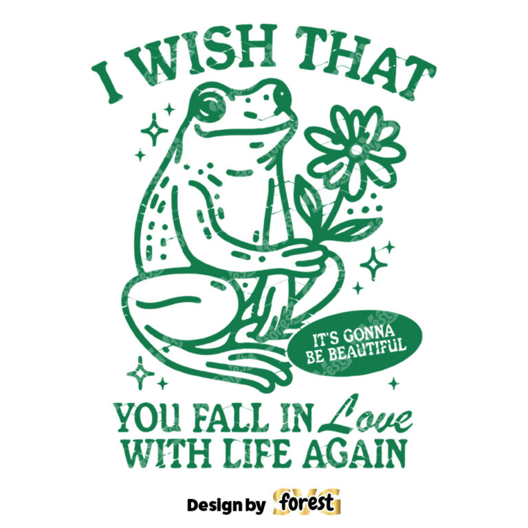 Fall In Love With Life Again SVG File Trendy Vintage Retro Inspirational Frog Design