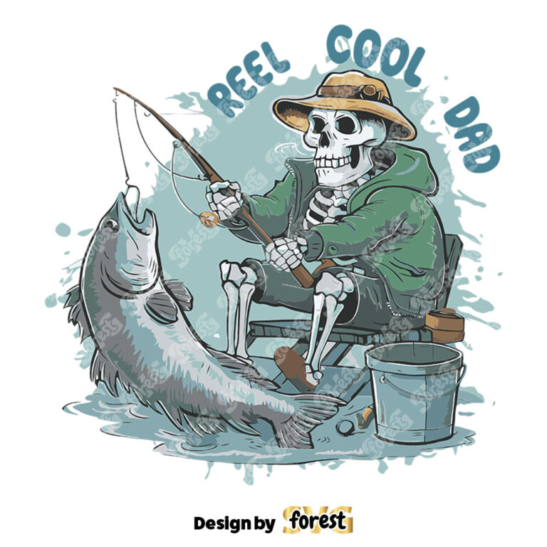 Fishman Reel Cool Dad Skeleton SVG