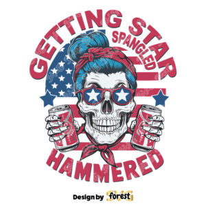 Getting Star Spangled Hammered Patriotic Skull SVG