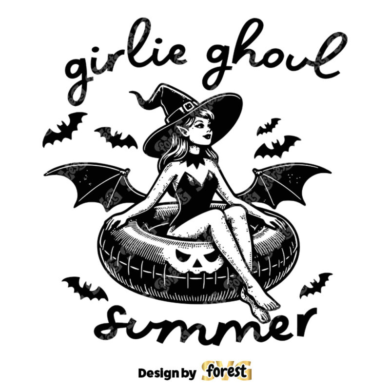 Girlie Ghoul Summer Witch SVG Summer Halloween SVG Witch SVG Halloween Witch Pin Up SVG Vintage SVG