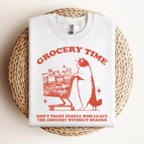 Grocery Time Funny Cat SVG File Trendy Vintage Retro Design For Graphic Tees Tote Bags Stickers Design