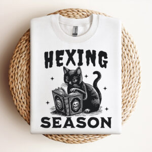 Hexing Season SVG Halloween SVG Black Cat SVG Book SVG Halloween Design For Tshirt Tote Bags Vintage SVG Design