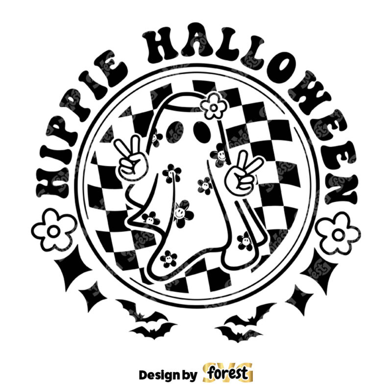 Hippie Halloween SVG Halloween SVG Hippie SVG Spooky Season SVG Ghost SVG Retro Halloween SVG