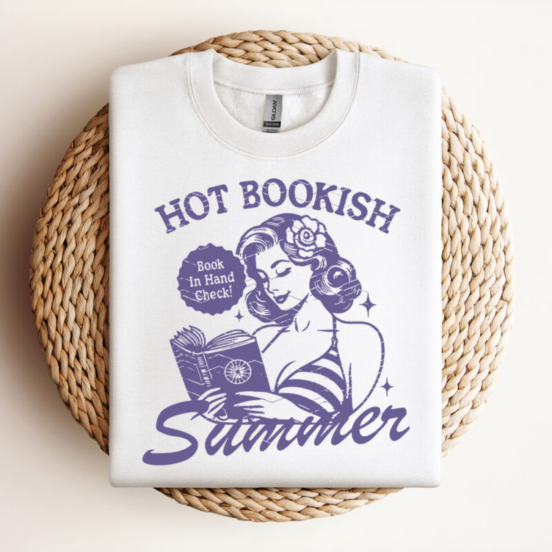 Hot Bookish Summer SVG File Trendy Vintage Bookish Retro Art Design For Graphic Tees Tote Bags Cups Design