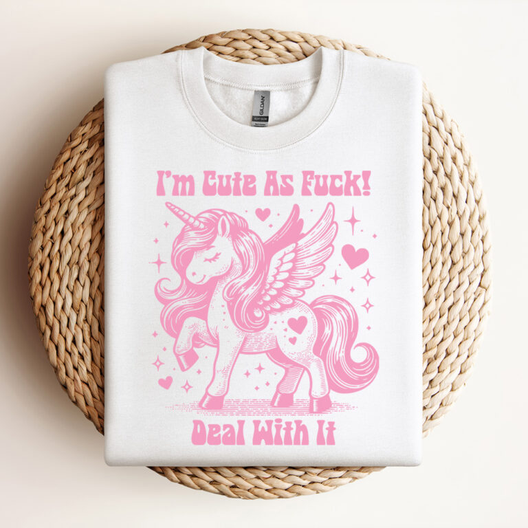 I Am Cute Af Deal With It SVG Cute Horse Unicorn SVG Funny Sayings SVG Mental Health SVG Vintage SVG Design