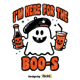 I Am Here For the Boos SVG Retro Cute Ghost Drink SVG Ghost Coffee SVG