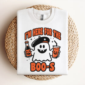 I Am Here For the Boos SVG Retro Cute Ghost Drink SVG Ghost Coffee SVG Design