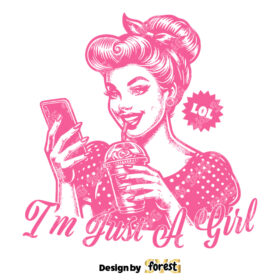 I Am Just A Girl SVG Iced Coffee Girlie SVG Just A Girl SVG Vector Art Coffee SVG Pin Up Style Vintage SVG