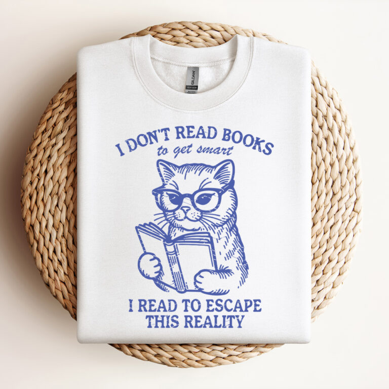I Dont Read Books To Get Smart SVG File Trendy Vintage Bookish Cat Art Design For Graphic Tees Design