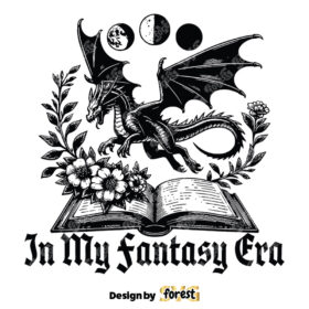 In My Fantasy Era SVG Dragon Book SVG Vintage Retro Bookish SVG Vintage SVG