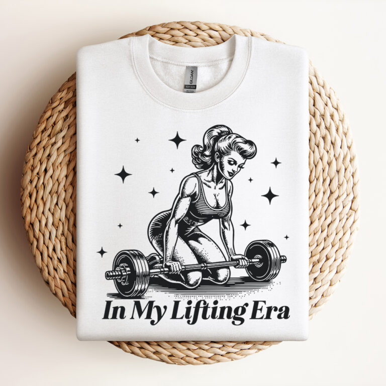 In My Lifting Era SVG Gym Working Out Pin Up Girl Lifting Weights SVG Digital Design For T Shirts Vintage SVG Design